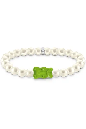 Thomas Sabo Silver pearl bracelet with green goldbears green