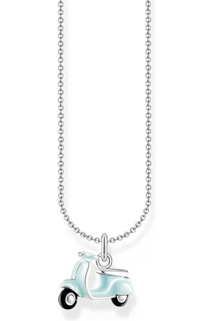Thomas Sabo Silver neckalce with motor scooter pendant and cold enamel multicoloured