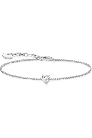 Thomas Sabo Silver bracelet with white heart-shaped pendant white
