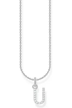 Thomas Sabo Silver necklace with letter pendant U and white zirconia white