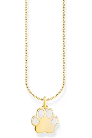 Thomas Sabo Gold-plated necklace with paw pendant and cold enamel white