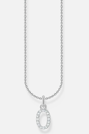 Thomas Sabo Silver necklace with letter pendant O and white zirconia white