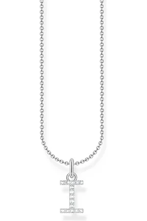 Thomas Sabo Silver necklace with letter pendant I and white zirconia white