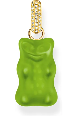 Thomas Sabo Large gold-plated pendant with green goldbears and zirconia green