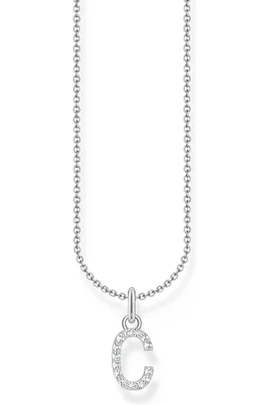Thomas Sabo Silver necklace with letter pendant C and white zirconia white