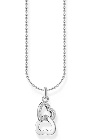 Thomas Sabo Silver necklace with intertwined hearts pendant and zirconia white