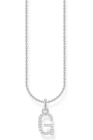 Thomas Sabo Silver necklace with letter pendant G and white zirconia white