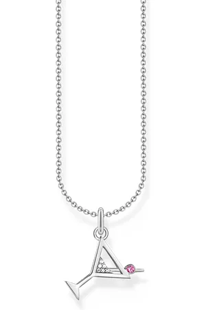 Thomas Sabo Silver necklace with cocktail glass pendant white/ red
