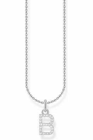 Thomas Sabo Silver necklace with letter pendant B and white zirconia white