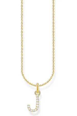 Thomas Sabo Gold-plated necklace with letter pendant J and white zirconia white