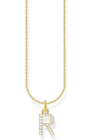 Thomas Sabo Gold-plated necklace with letter pendant R and white zirconia white