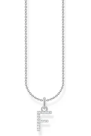 Thomas Sabo Silver necklace with letter pendant F and white zirconia white