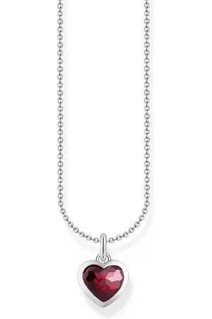 Thomas Sabo Silver necklace with heart pendant with red zirconia red