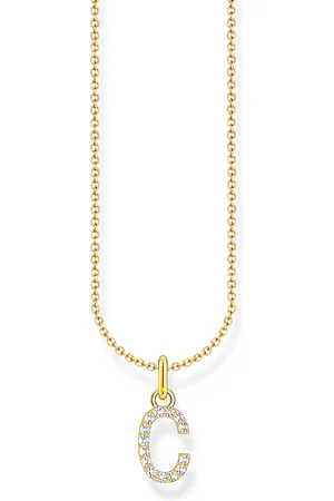 Thomas Sabo Gold-plated necklace with letter pendant C and white zirconia white