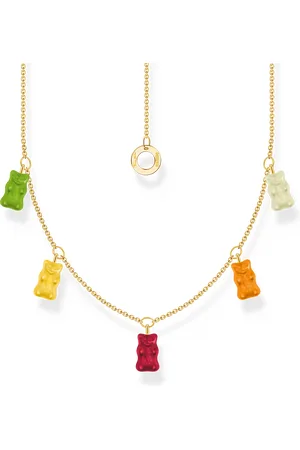 Thomas Sabo Gold-plated necklace with 5 colourful goldbears multicoloured