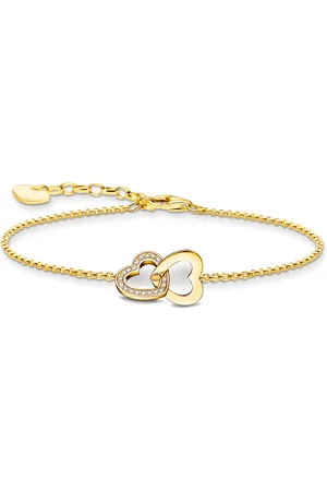 Thomas Sabo Gold-plated bracelet with intertwined hearts pendant white