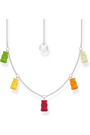 Thomas Sabo Silver necklace with 5 colourful goldbears multicoloured