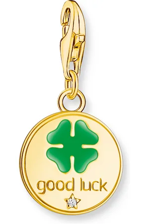 Thomas Sabo Gold-plated member charm pendant medal-shaped with colourful stones multicoloured