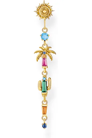 Thomas Sabo Gold-plated single earring with colourful sun, palm tree & cactus multicoloured