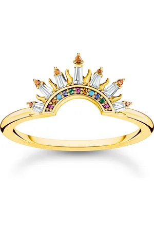 Thomas Sabo Gold-plated ring with sun beams and colourful stones multicoloured