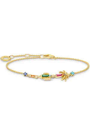 Thomas Sabo Gold-plated bracelet with colourful palm tree & cactus multicoloured