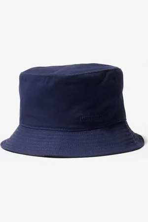 Peached Cotton Canvas Bucket Hat for Men in Blue