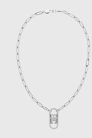 Tommy Hilfiger TH Monogram Stainless Steel Long Pendant Chain Necklace