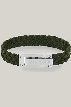 Tommy Hilfiger Logo Embossed Suede Braided Bracelet
