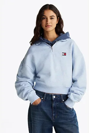 Tommy Hilfiger Boxy Half-Zip Cropped Sweatshirt