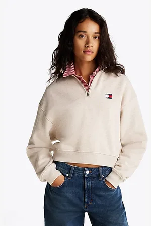 Tommy Hilfiger Boxy Half-Zip Cropped Sweatshirt