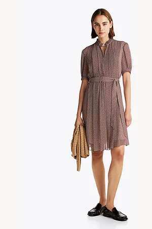 Tommy Hilfiger Print Pleated Fit And Flare Dress