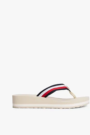 Tommy Hilfiger Signature Strap Wedge Flip Flops