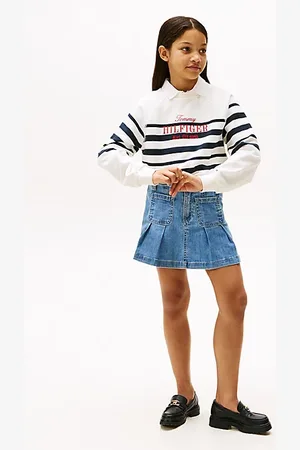 Tommy Hilfiger Pleated Denim Mini Skirt