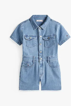 Tommy Hilfiger Adaptive Flag Embroidery Denim Playsuit