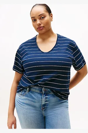 Tommy Hilfiger Curve Relaxed Linen Blend V-Neck T-Shirt