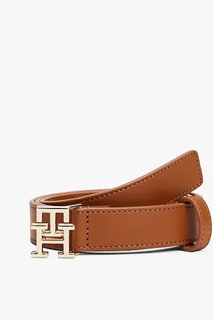 Tommy Hilfiger Leather TH Monogram Plaque Buckle Belt