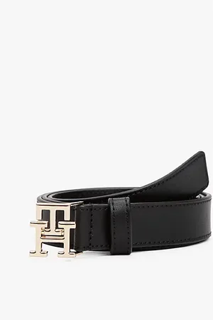 Tommy Hilfiger Leather TH Monogram Plaque Buckle Belt