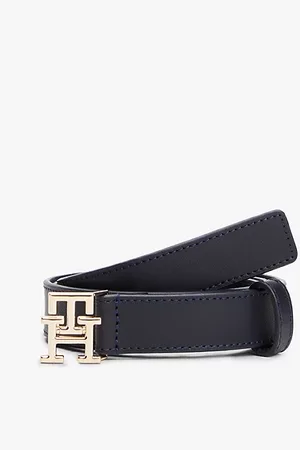 Tommy Hilfiger Leather TH Monogram Plaque Buckle Belt