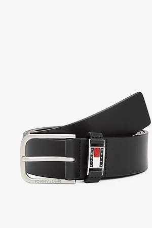 Tommy Hilfiger Logo Plaque Leather Belt