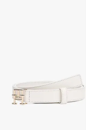 Tommy Hilfiger Leather TH Monogram Plaque Buckle Belt