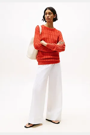 Tommy Hilfiger Wide Leg Relaxed Poplin Trousers