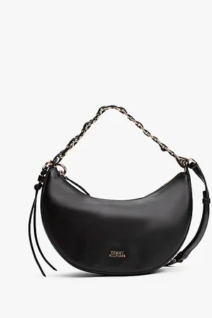 Tommy Hilfiger Logo Leather Crescent Crossbody Bag
