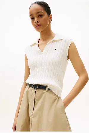 Tommy Hilfiger Cable Knit Sleeveless Polo Jumper