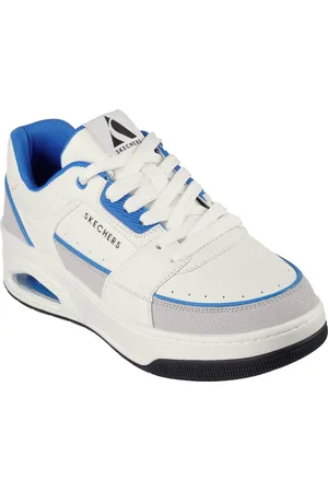 Skechers Mens Uno Court Low-Post 183140-Wbl White/Blue Lace Up Shoe