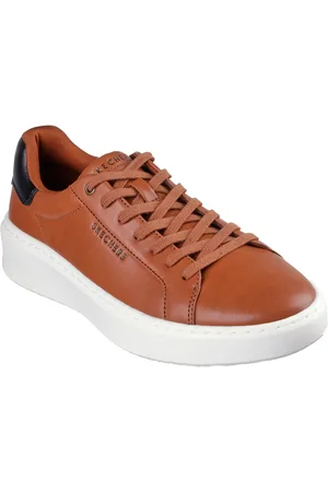 Skechers Mens Court Break Suit Sneaker 183175-Cog Cognac Lace Up Shoe