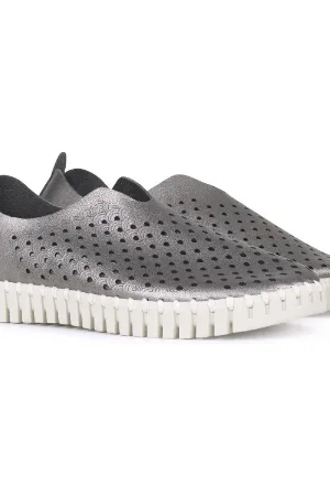 Ilse Jacobsen Gunmetal Tulip Slip On - Uk 4/de 37/us 6