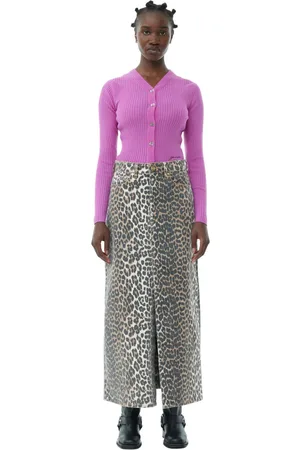 Ganni Print Maxi Slit Skirt - 38 / Leopard / Female