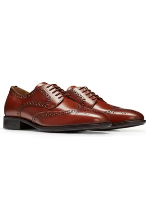 HUGO BOSS Boss - Colby Derby Shoes In Leather With Brogue Details 50503609 210 - Uk 7 (41)