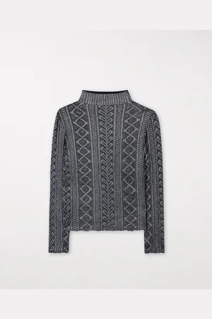 Luisa Cerano Turtleneck Top In Lace Dark Grey - Uk 8