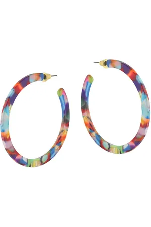 Big Metal London Hoop Earrings Resin Red Orange